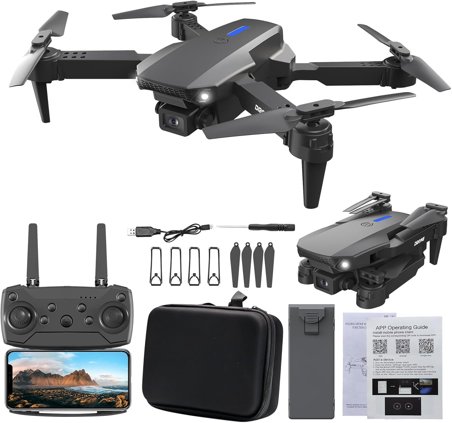 Drone DM99 Remote Control, Headless Mode, Speed Adjustment, App Control & Gesture Control