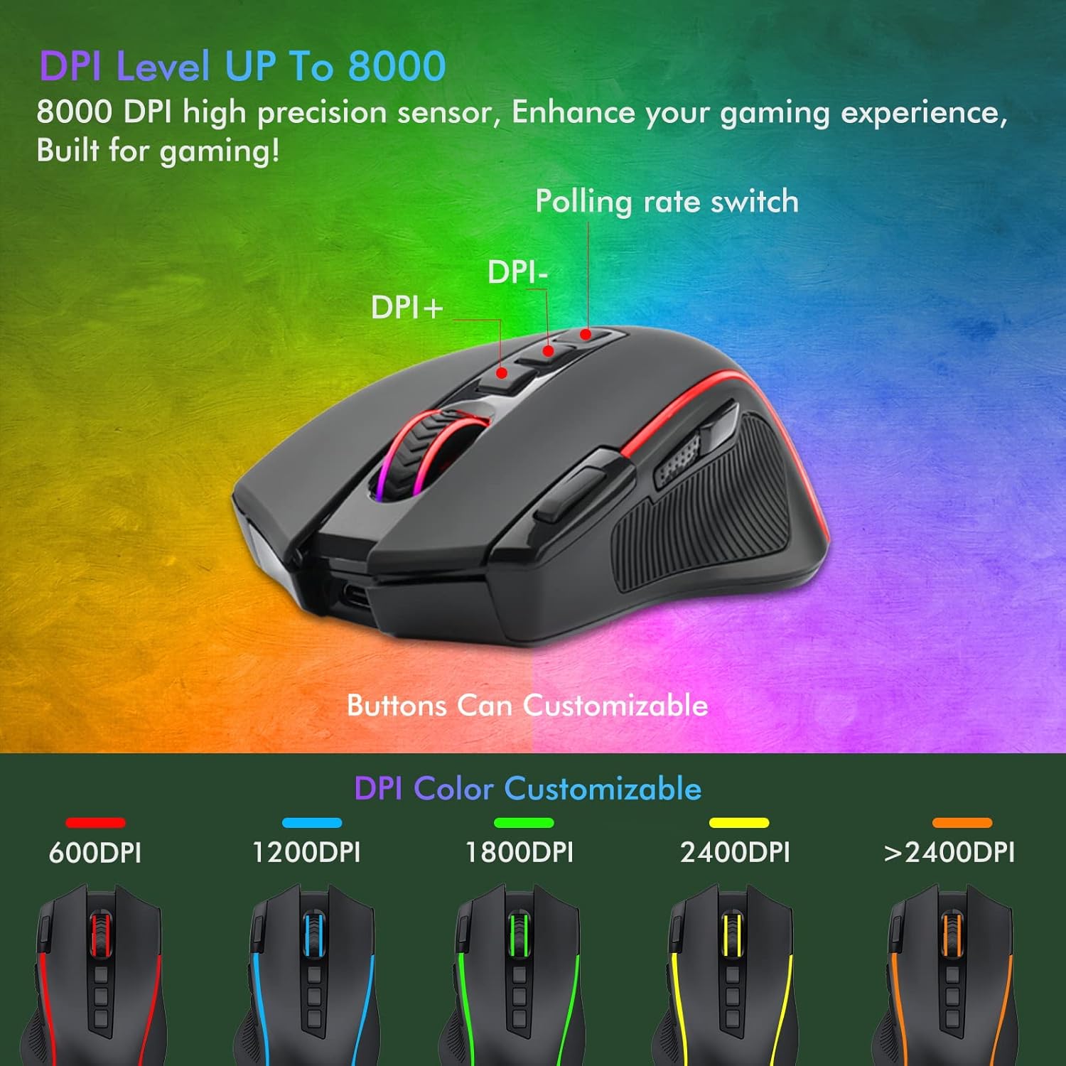 E-YOOSO X-11 Pro Tri-Mode RGB Wireless Gaming Mouse Black Rapid Fire 8000Dpi BT 2.4G and Wired Connectivity Supported 18 b93b389b72d5b9b02aee388f611f9725