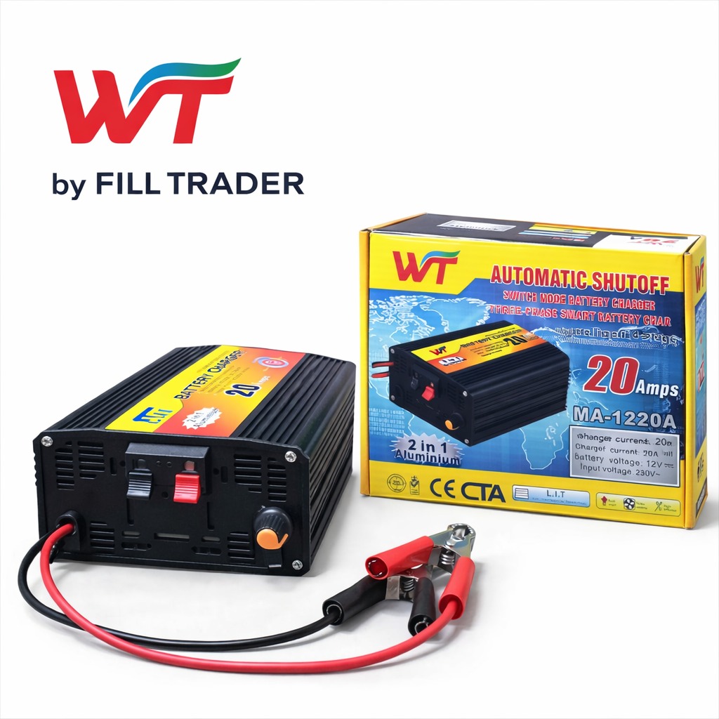 WT 20Amp 2 in 1 Battery Charger MA-1220A Smart 4 Stage Charging for Car Bike UPS
