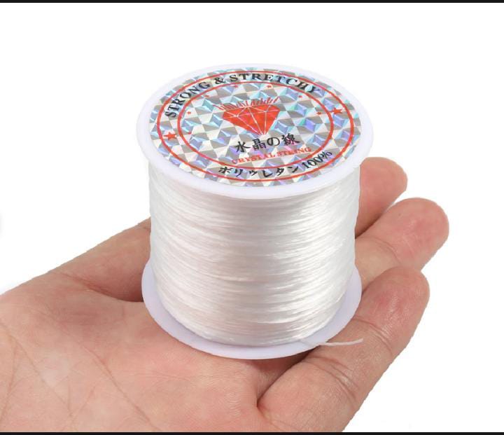 10 Yards White Stretchy Elastic Crystal String Cord – 0.5mm Beading Wire for Jewelry Making & Bracelets