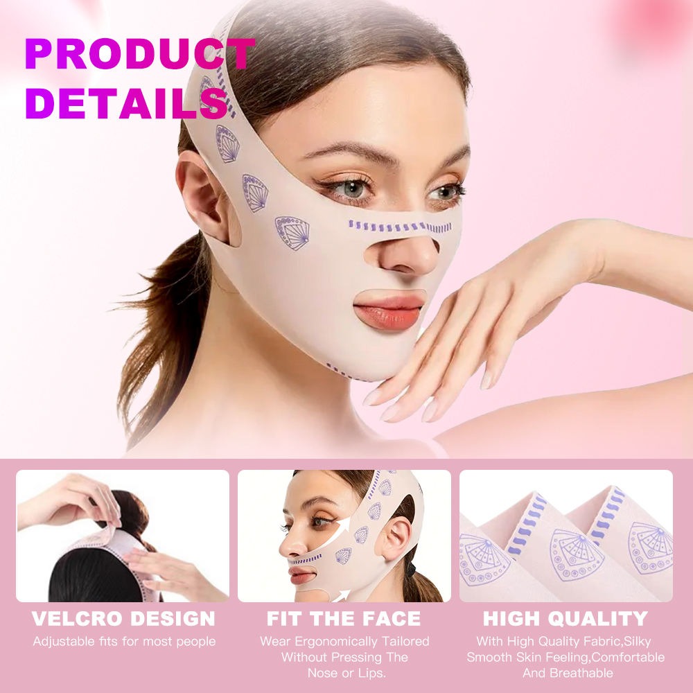 1 SOLUTION SHOP Face Lifting Belt for Women & Girls | V Shape Jawline Slimming Strap | Double Chin Reducer | Anti-Sagging Face Lift Mask | Chin Tightening Band | Facial Slimming & Skin Firming Beauty And Anti Wrinkle Tool