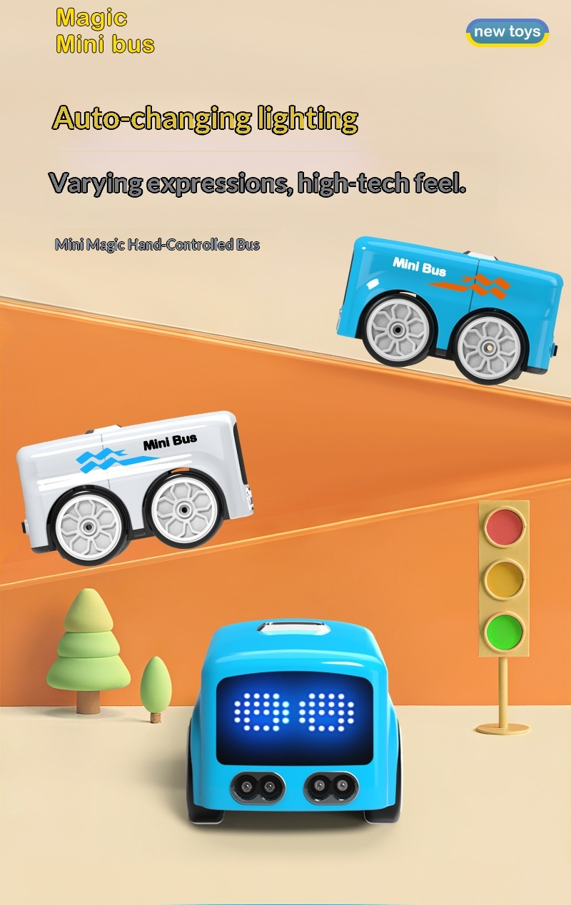 KIDDO KASTLE - Mini RC Intelligent Sensor Stunt Bus | 2.4GHz Remote Control Smart Mini Bus Toy with Object Following, Obstacle Avoidance, Music &amp; Rechargeable Battery | RC Bus for Kids | Blue &amp; White Assorted