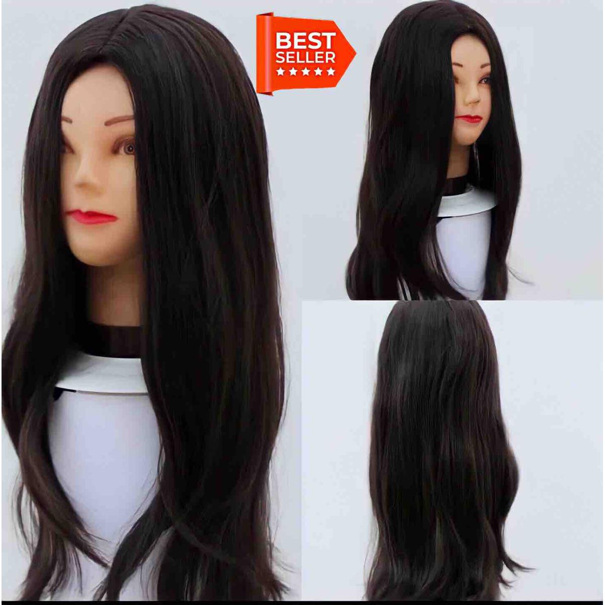 Full head long hair extension for girls- black colour