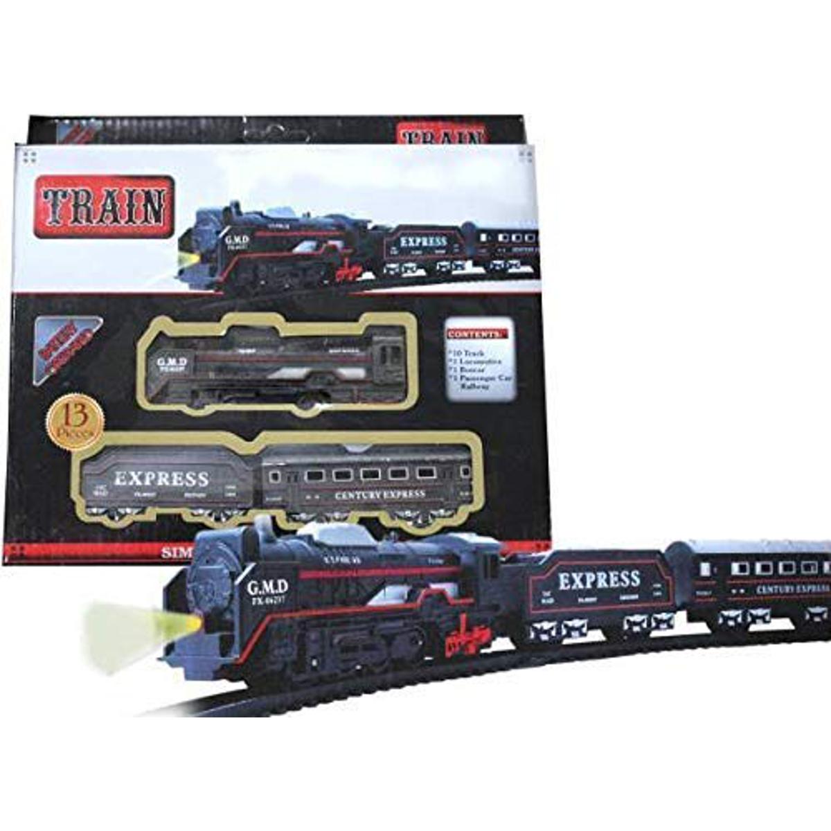 Express Train Toy Set Battery Operated Black Train Track for Kids