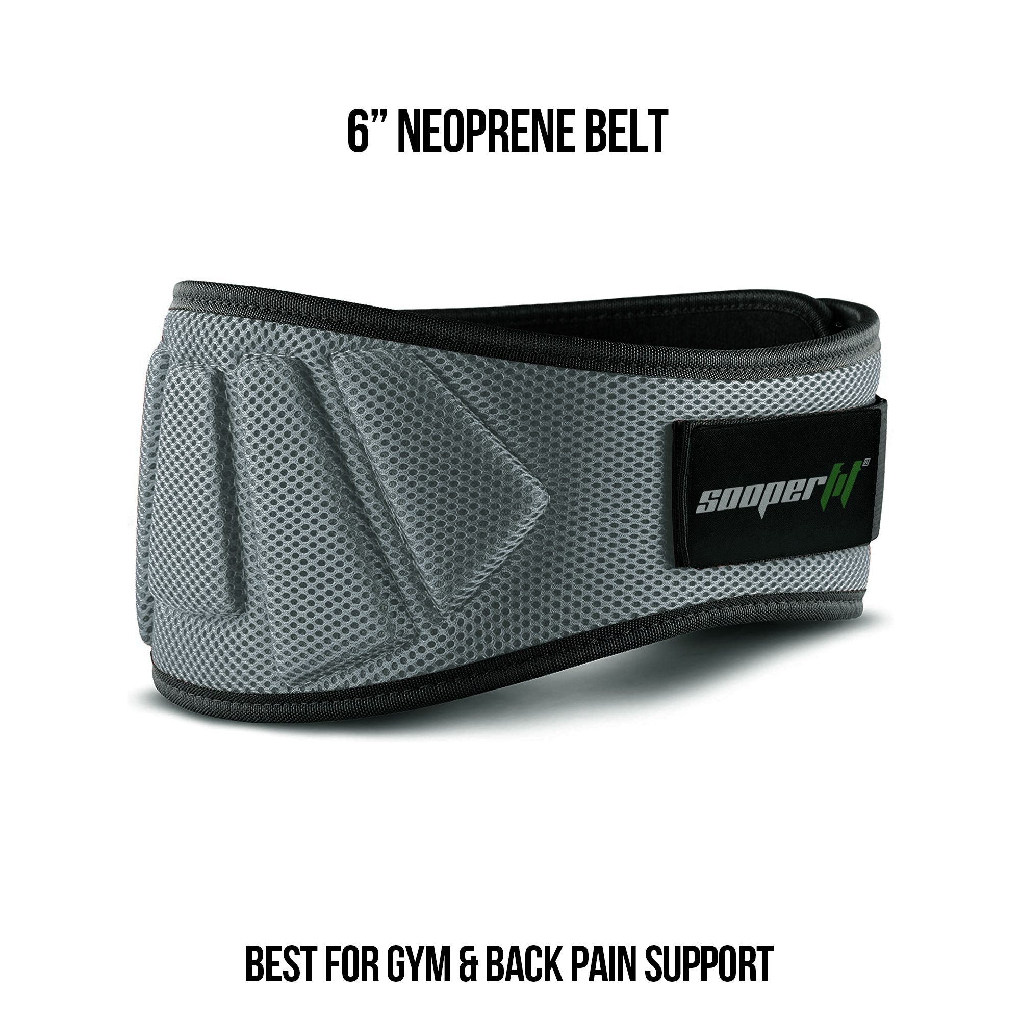 SOOPERFIT - NEOPRENE WEIGHT LIFTING BELT 6 INCHES WIDE BACK SUPPORT, POWER WEIGHTLIFTING GYM WORKOUT FOR MEN WOMEN