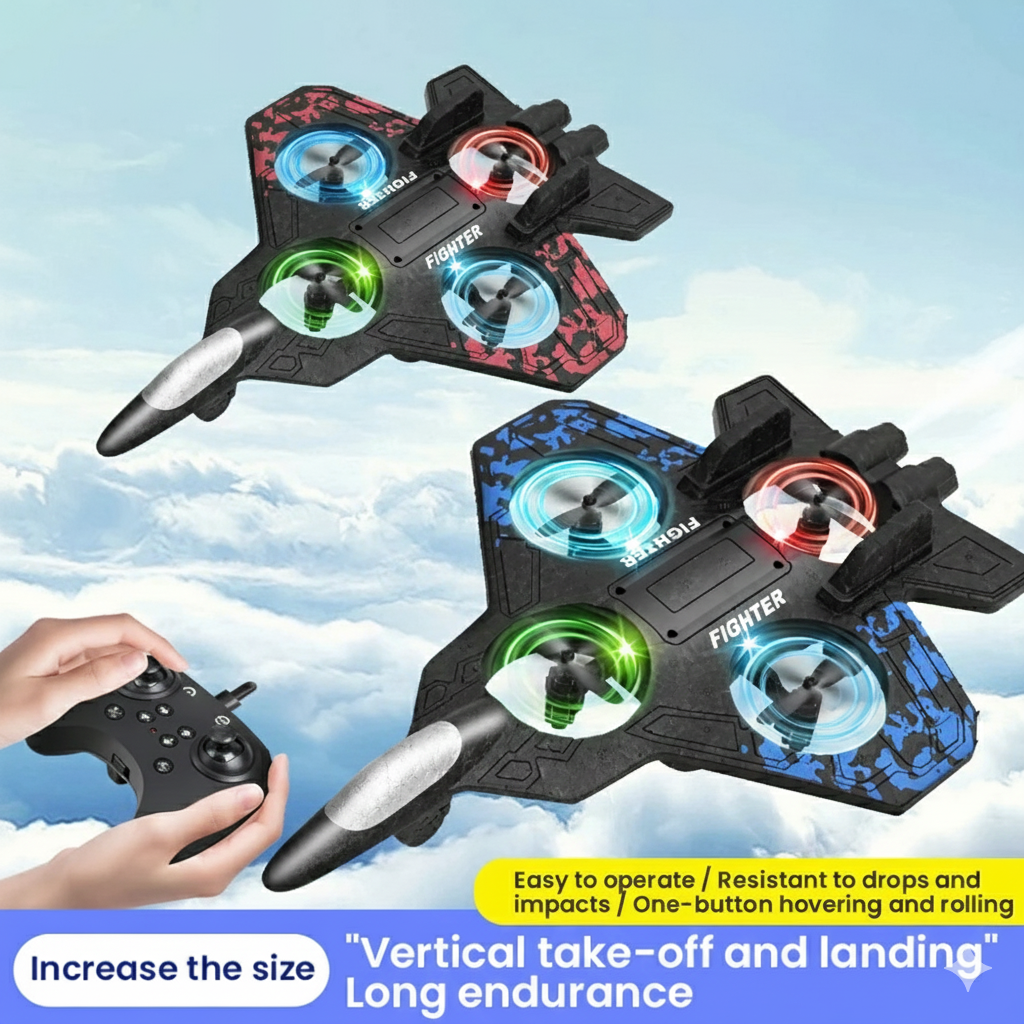 RC Glider Flying Toy With Light, Jet Airplane 2.4GHz EPP Stunt Remote Control Foam Fighter Plane Toys Remote Control Plane RC Floating Fighter Plane RC Plane for Beginners Kids Adults Flying Toy with Colorful Lights USB Charging for Boys and Girls Gifts
