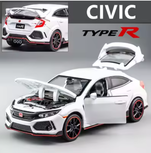1:32 Honda Civic Type-R Diecast Alloy Model Car | Metal Body | Sports Hatchback Toy | Collector Model view 6