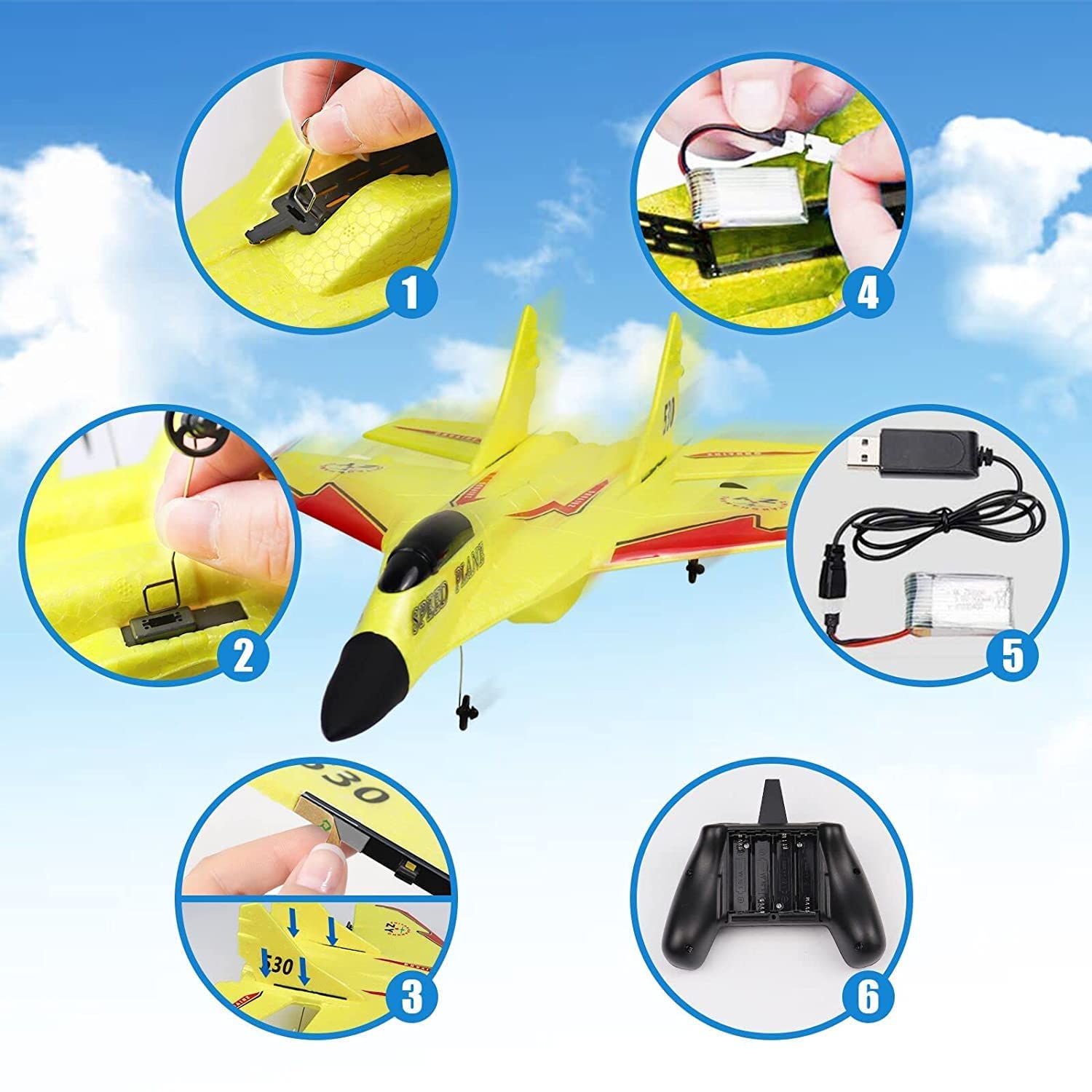 RC Flying Plane – SU-35 Fighter Jet Model Aircraft with LED Lights | 2.4G Remote Control Glider EPP Foam Toy Plane for Kids – Durable EPP Foam RC Airplane Aircraft Model SU-35 Fighter –  Remote Flying Model for Fun & Learning best gift for boys