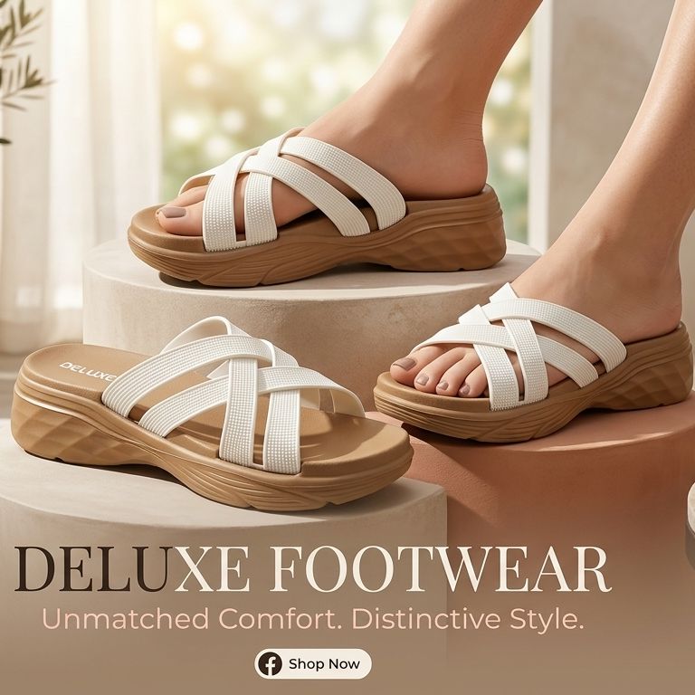 Deluxe Women Elegant White House Slippers Comfortable Indoor Flip Flops with Elastic Straps