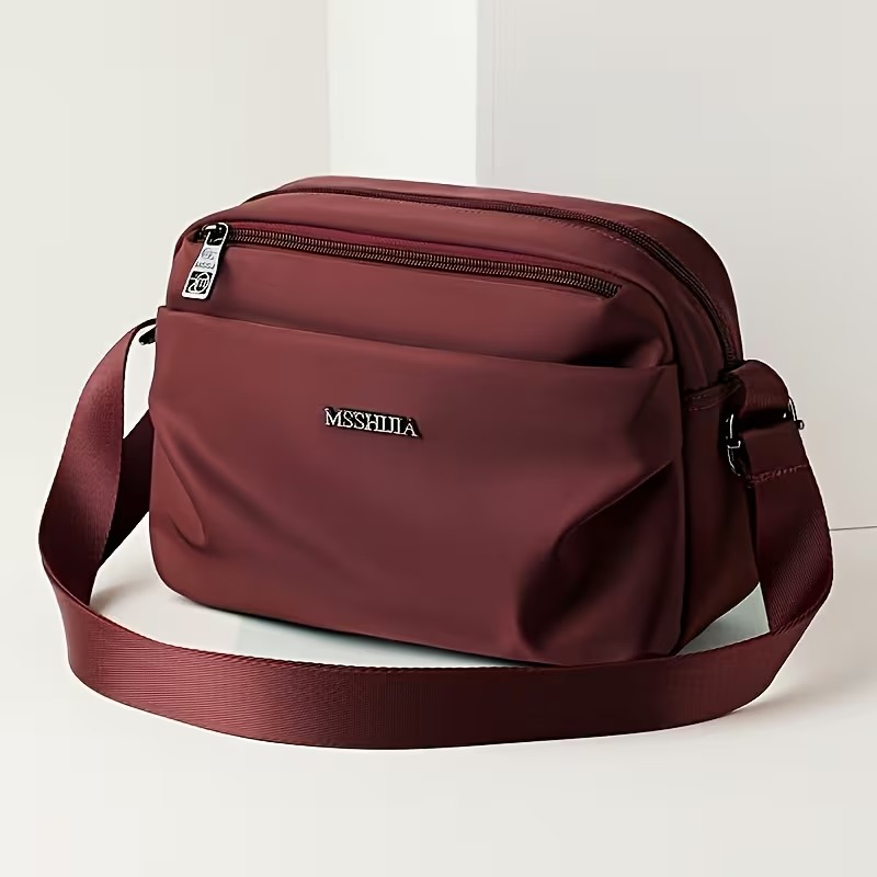 Stylish Solid Color Women’s Shoulder Bag – Large Capacity Multi-Pocket Crossbody with Painted Wide Strap for Daily Use