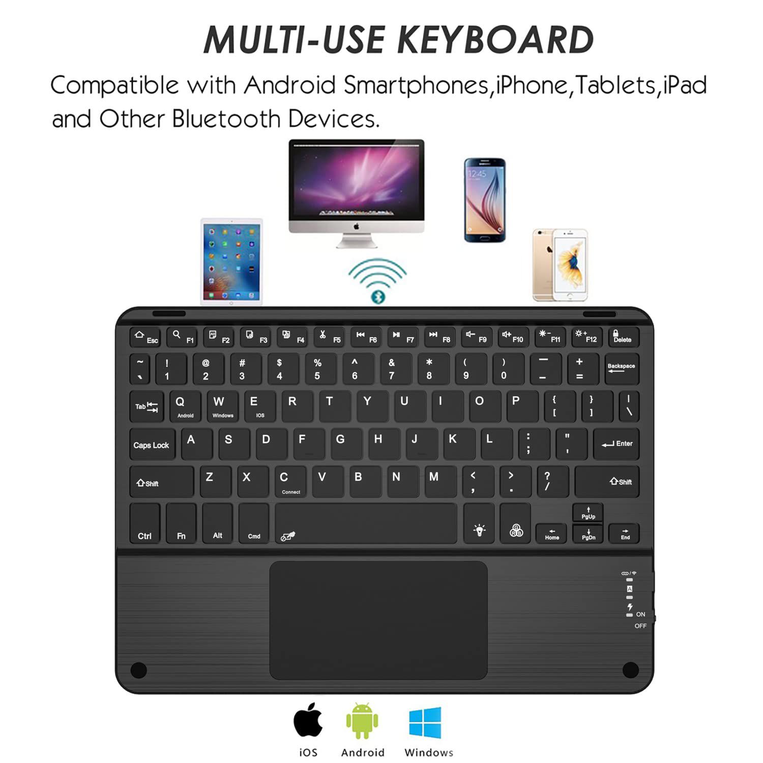Wireless Keyboard With Touchpad Rechargeable Ultra Slim 3 Days Battery Timing For Tablet-Laptop-Mobile-Smart led And Other devices