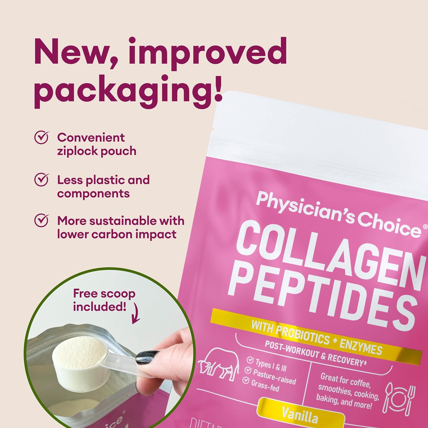 Physician's CHOICE Collagen Peptides Powder (Hydrolyzed Protein - Type I & III) w/Digestive Enzymes - Keto Collagen Powder for Women & Men - Hair, Skin, Joints, Workout Recovery - Grass Fed - Vanilla 250gm