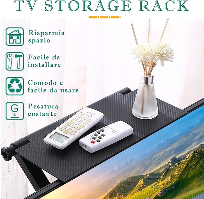 TV Top Screen Shelf Adjustable Computer Monitor Shelf Storage Bracket Mount Hold Cable Media Box, Game Console, WiFi Router, Plants, Speakers, Remote Controls, Cellphone Stand, DVD Shelf