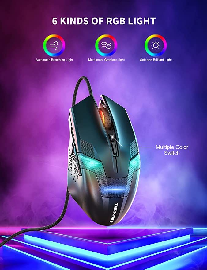 RGB Gaming Wired Mouse 7200 DPI LED Backlit USB Ergonomic Gaming Mouse with Programmable Buttons for PC Laptop Gamers price in Pakistan