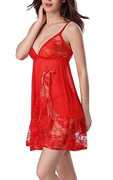 red color night dress