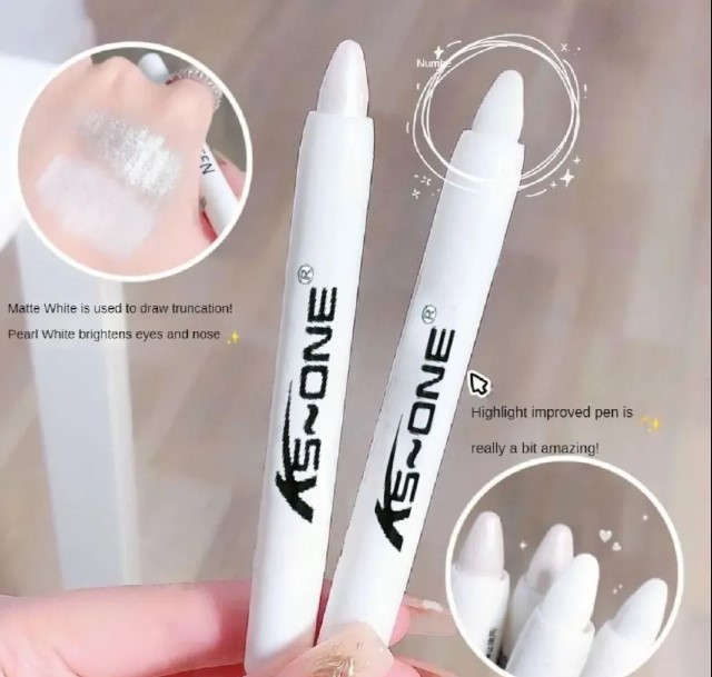 KS-ONE 1 PC Silver Pearlescent Waterproof Highlighter Pen/ Novice Long Lasting Flash Lying Silkworm Eye Shadow Makeup Pen