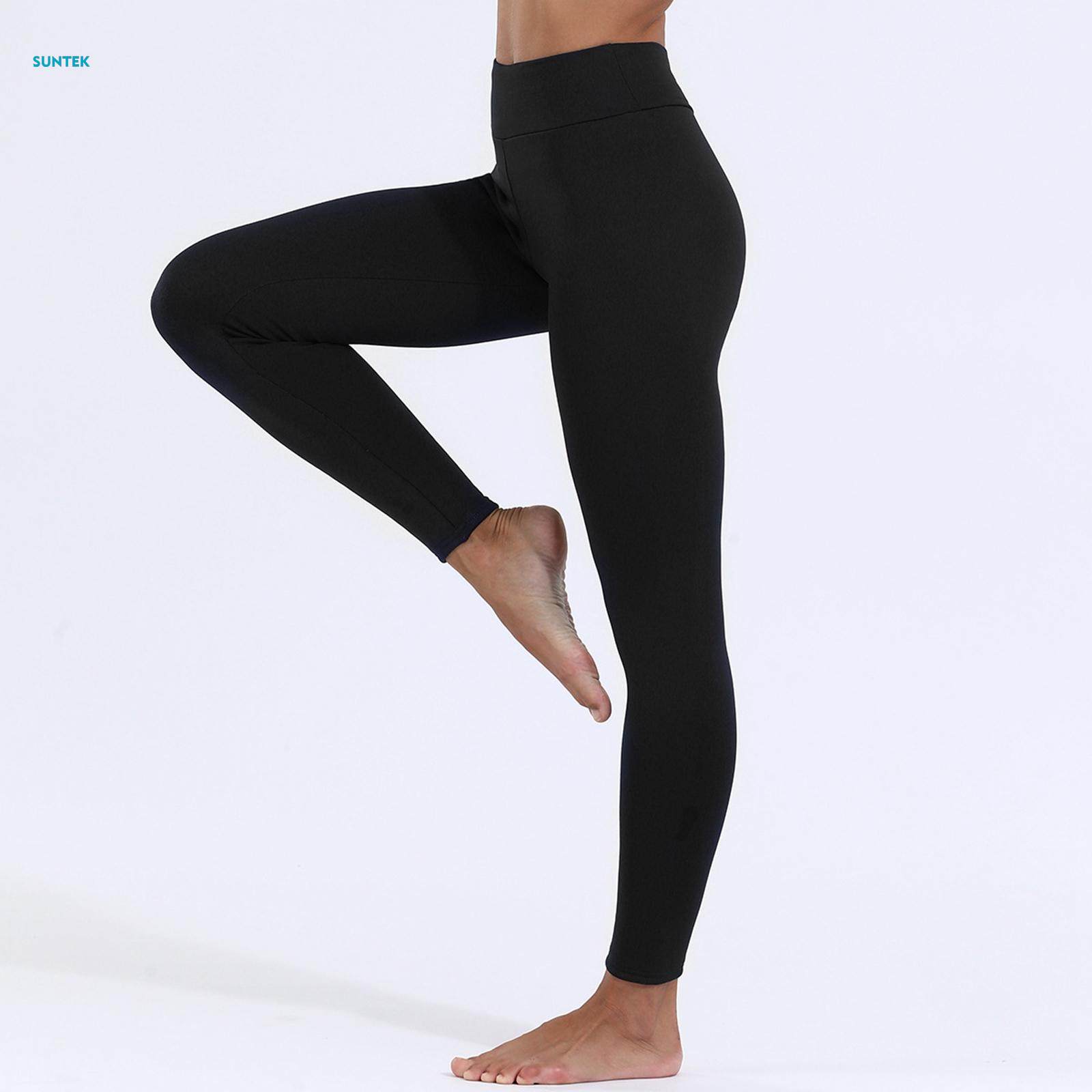Women's Fleece Leggings Yoga Pants Thermal High Waisted Leggings - L