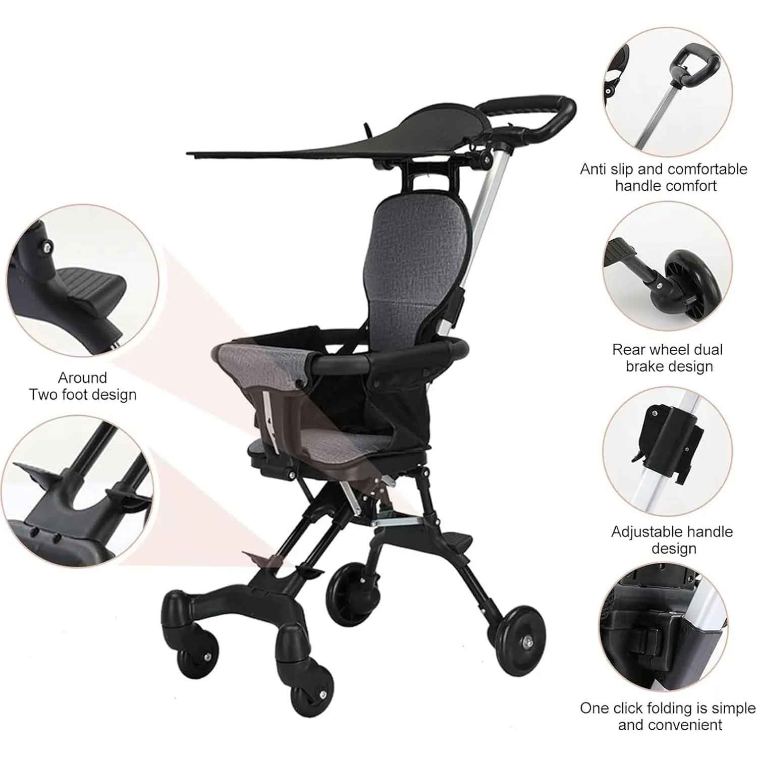 Lightweight Foldable Baby Stroller Travel Carriage Portable Children Four-Wheel Cart