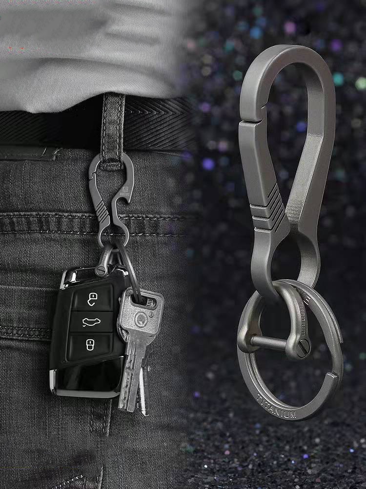 HighEnd Titanium Keychain Luxury Men Car Key Chain Key Ring Ultra