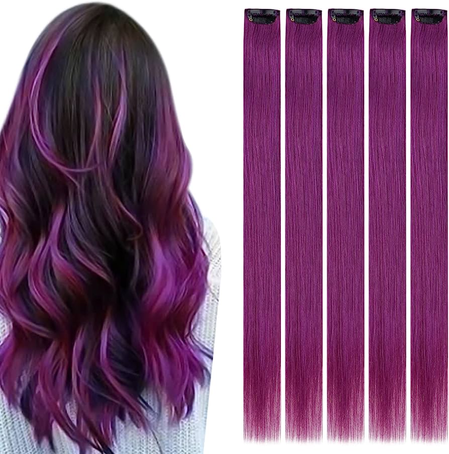 5pcs Purple Clip in Hair Extensions