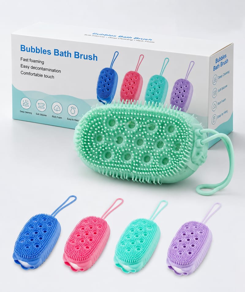 Silicone Body Scrubber Brush | Double Sided Bubble Bath Shower Brush | Soft Silicone Exfoliating Body Scrubber | Massage & Deep Cleaning Bath Brush | Body Wash Cleaning Tool