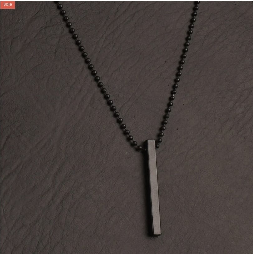 Silver Black Bar Neck Chain - High Quality  For Men Girls Boys
