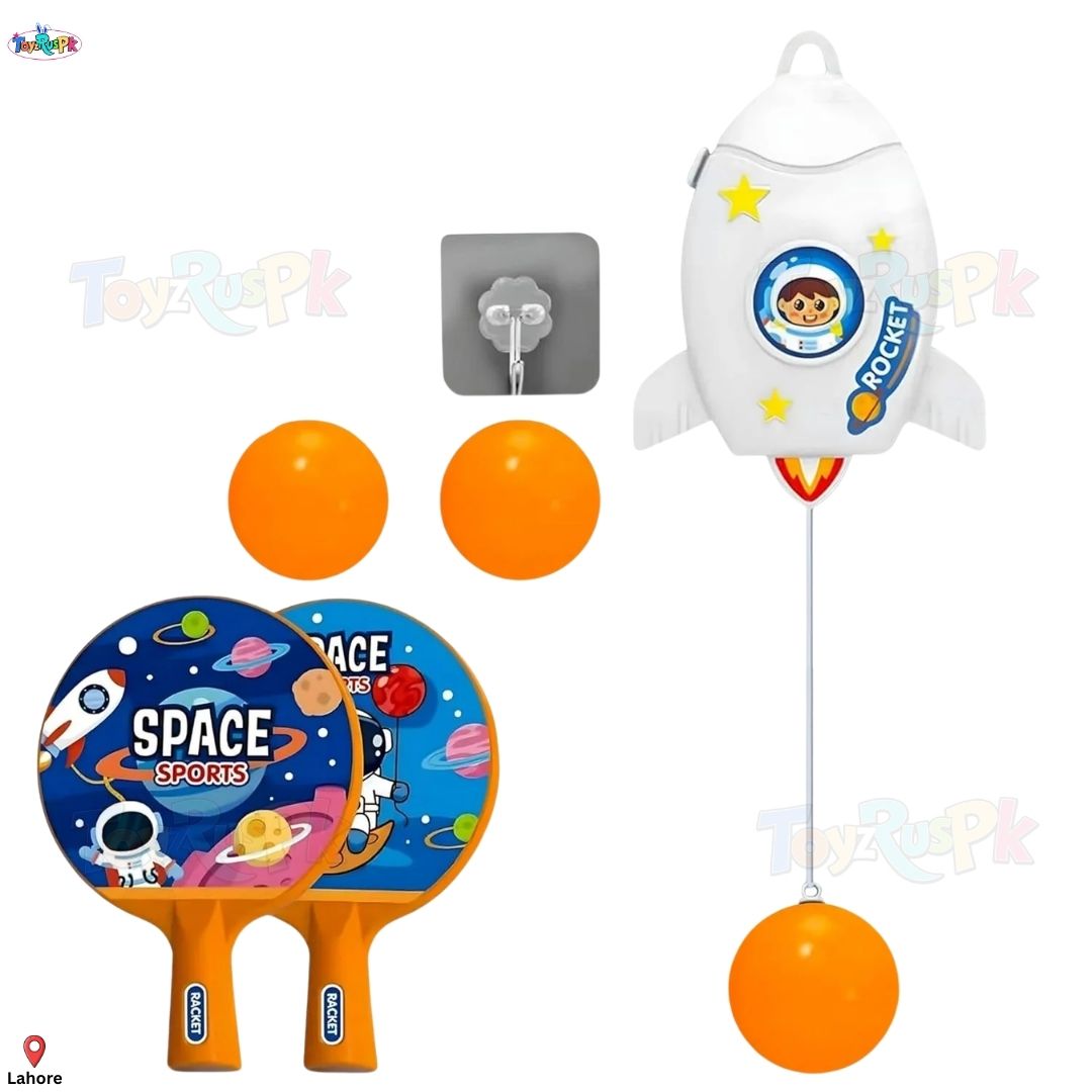 Indoor Hanging Table Tennis Trainer Set for Kids | Self Practice Ping Pong Toy | Adjustable Rope Rebound Ball Game | Parent Child Interactive Sports Training | Hand Eye Coordination Exercise | 2 Rackets Balls Hooks Set | ToyzRusPk