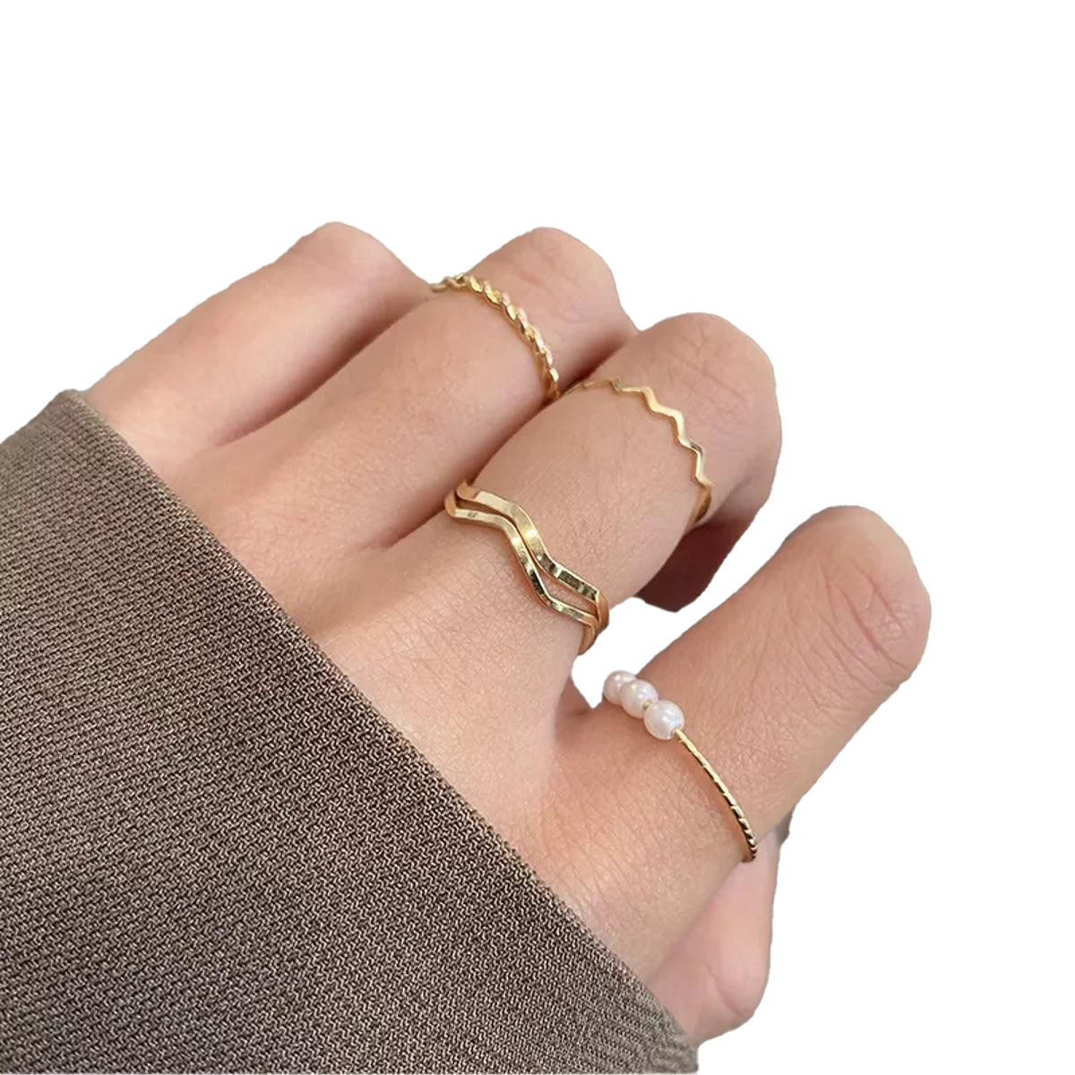 Trendy Trendy Korean Pack of 5 Rings For Girls Set Korean Design Rings Set For Girls Valentines Day Gift For Lovers Girl