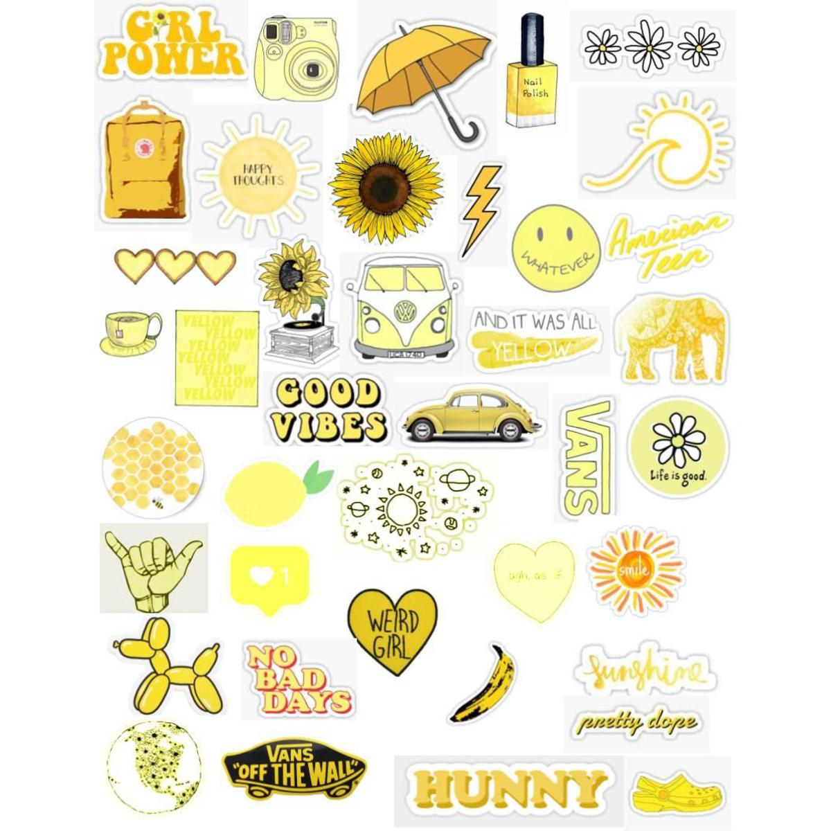 Yellow Aesthetic Sticker 23 Pack LARGE 3 x 3