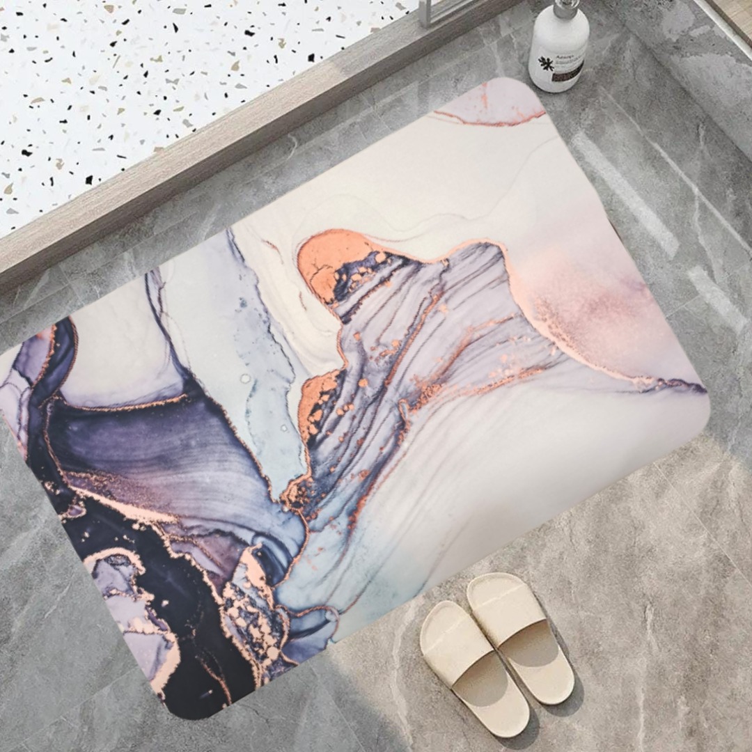 Square Bath Mat Water Super Absorbent NonSlip, Water Absorbent Anti