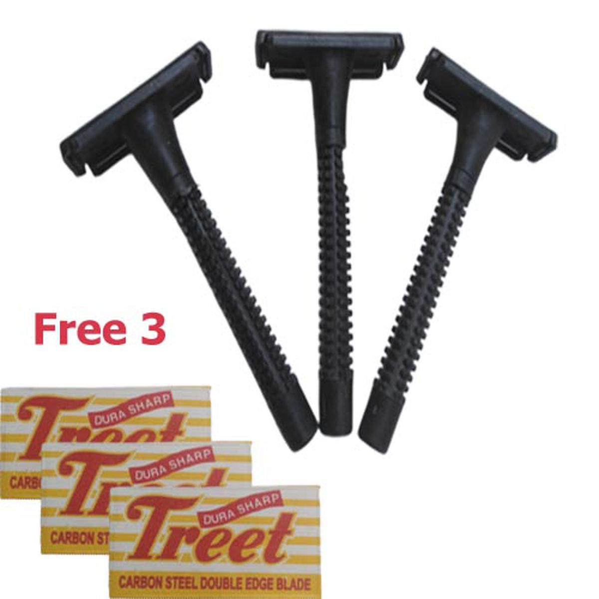Treet Durable Grooming Tool | Multi-Use Manual Hair Remover | Precision Shaving Kit Accessory | Value Pack with [Pack of 3] Free Maintenance Essentials