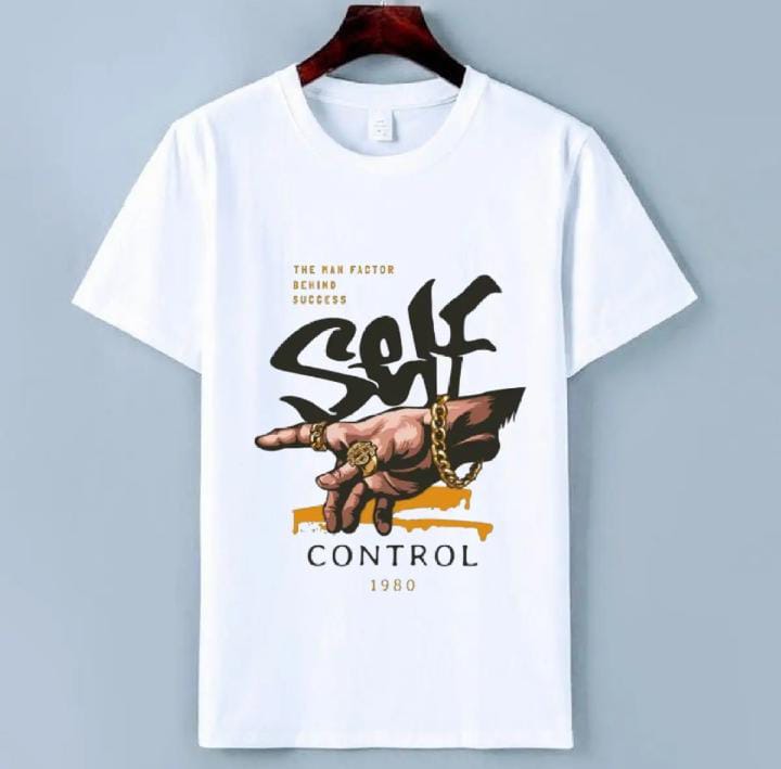 New Design Self Control Printed Tshirts For Men & Boys Summer Collection Tshirt