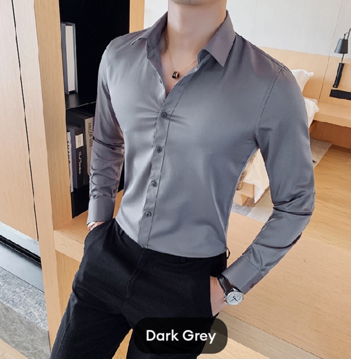 MENS GREY DRESS SHIRT IN COTTON