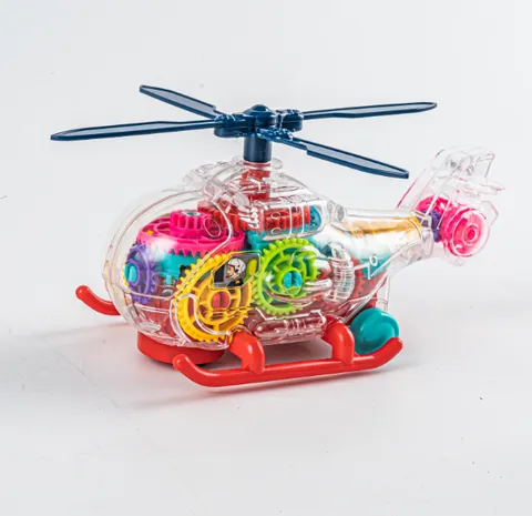 Transparent Helicopter Toy for Kids – Rotating Wings, 3D Lights, Music, Obstacle Avoidance, High Quality