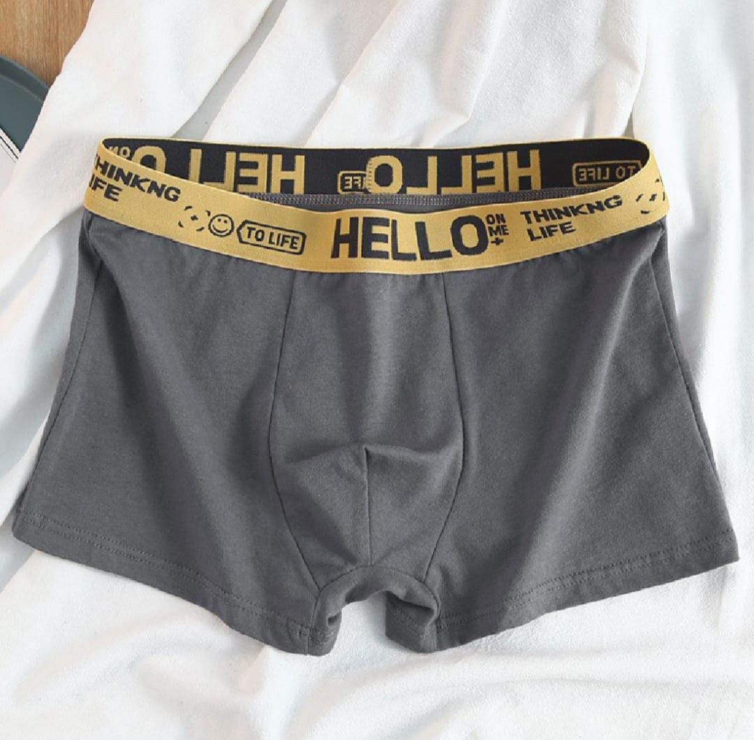 Men's Underwear Men's Wholesale Plus-Size Mid-Waist HELLO Letter Breathable Comfortable Cotton Teen Boxers