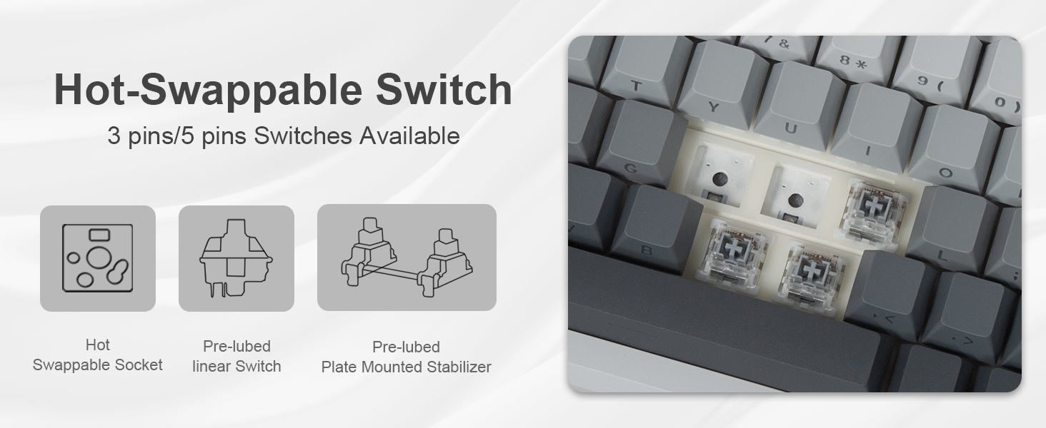 E-YOOSO Z-68 Tri-Mode Wireless 65% Mechanical Gaming Keyboard Gradient Gray RGB 68 Keys Hot Swappable Silver Wood Switches 21 ba350a28d6e9ad7fb52332db639fc0d4
