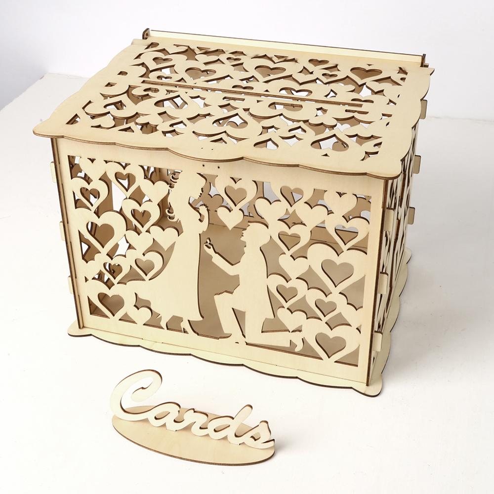 Diy Wooden Wedding Card Box With Lock And Card Sign Rustic Hollow