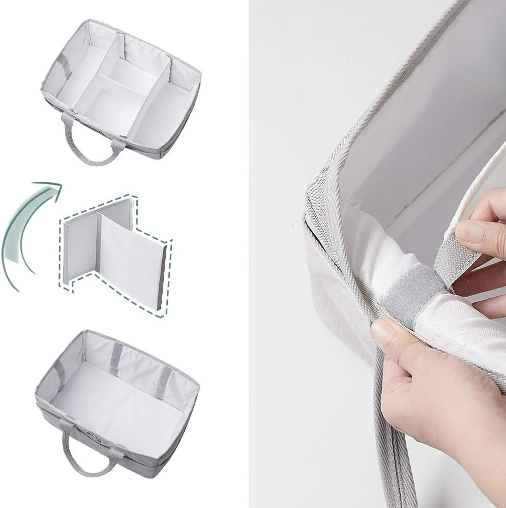 Baby Diaper Caddy Organizer | 100% Cotton Rope | Diaper Basket | 8 Pockets | Storage For Nursery | Portable Basket For Changing Station | Fits Changing Table | Baby Shower Gifts