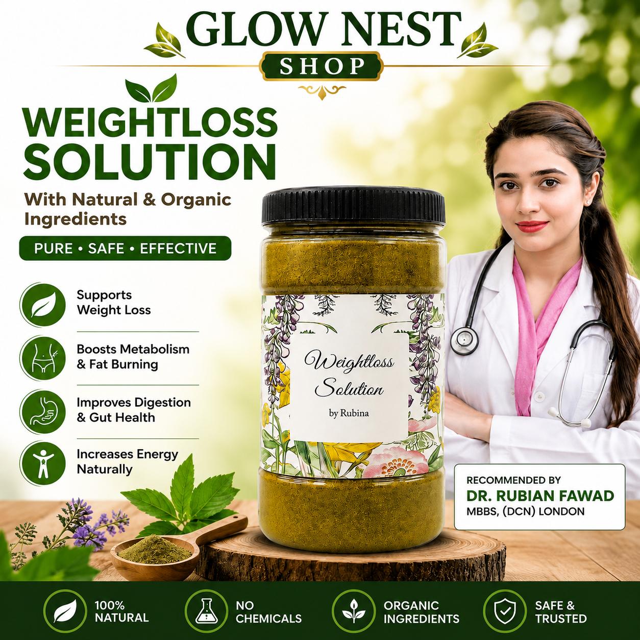 Weight Loss Solution Herbal Powder | Natural Weight Loss Powder | Herbal Slimming Powder | Fat Burner | Metabolism Booster | Herbal Detox | Digestive Support | Organic Weight Management