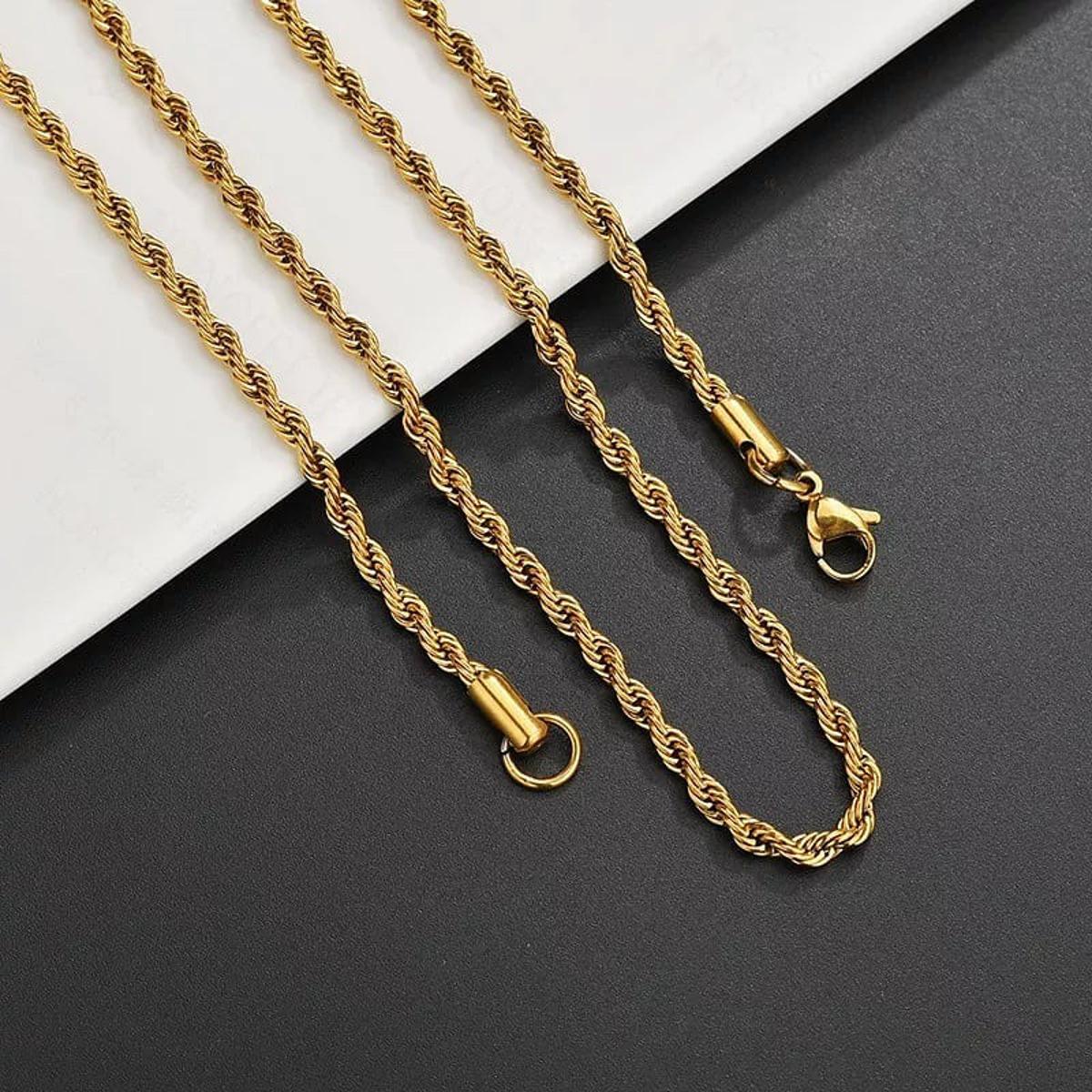 Rope Shaped Italian Golden Chain For Men and Boys