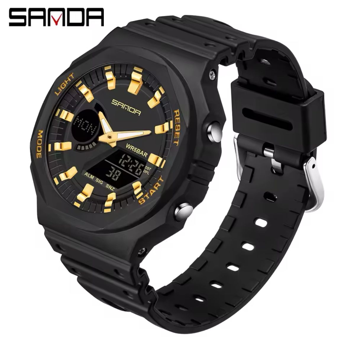 MEN'S Dual Time Wrist Sports Watch Sanda 6016 Waterproof WorldTime Model