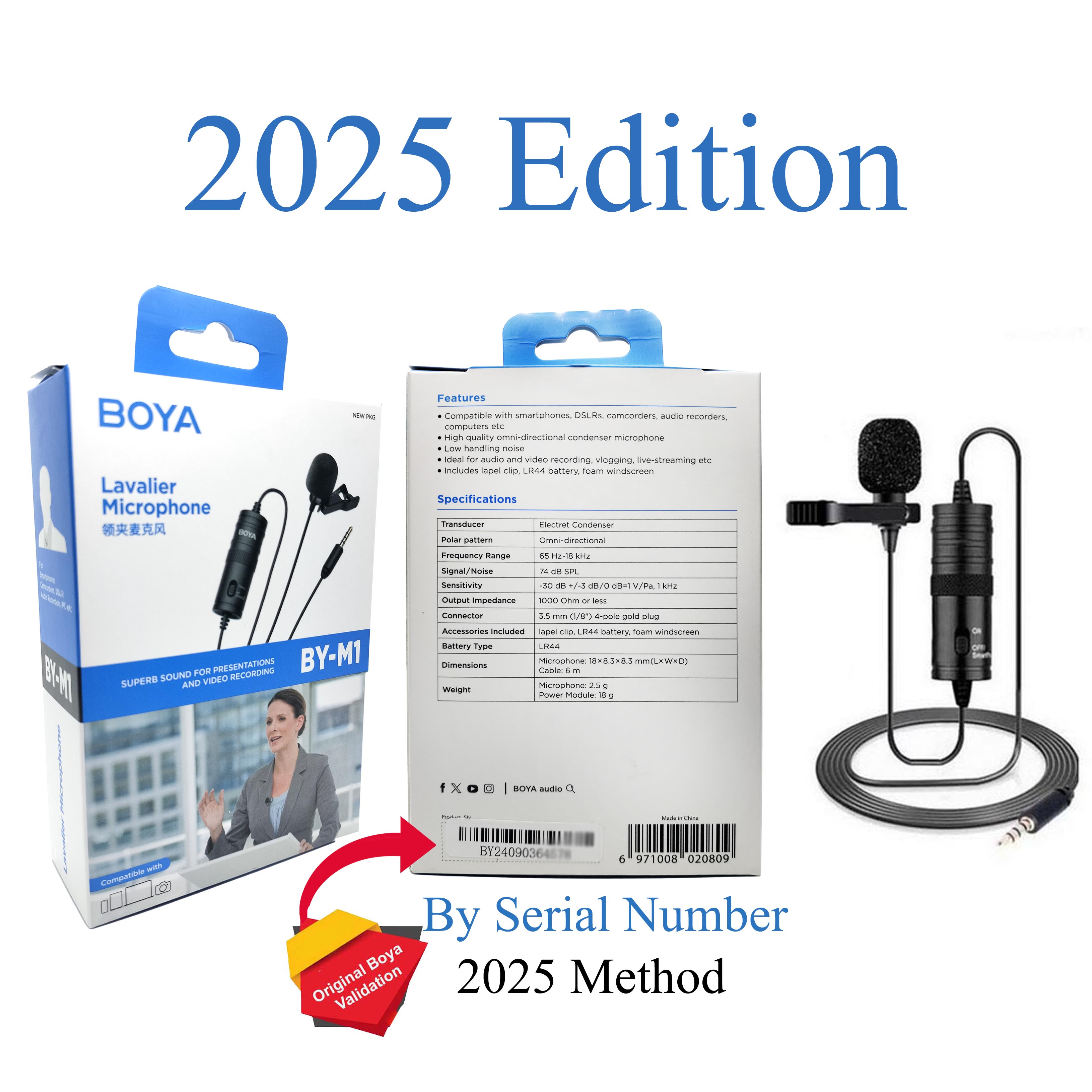 Original Years Warranty Boya M1 Mic Lavalier Collar Microphone for  Canon Nikon DSLR Camcorder Phone Android BY-M1 Mic