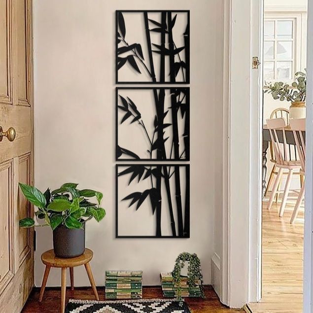 3 Large Decals Wall Art, Vertical Wall Decor, Bamboo, Extra Large Wall ...