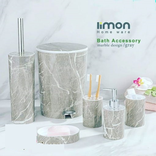 Limon 6 Pieces Marble Design Bathroom Accessories Set | Daraz.pk