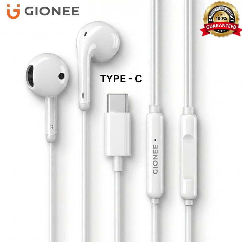 Original Gionee Type C Handsfree Imported | Gionee Original Handsfree Type C | In-Ear Earphones with Mic | Deep Bass USB-C Headset | Best for Gaming & Music | Compatible with  All Type-C Devices