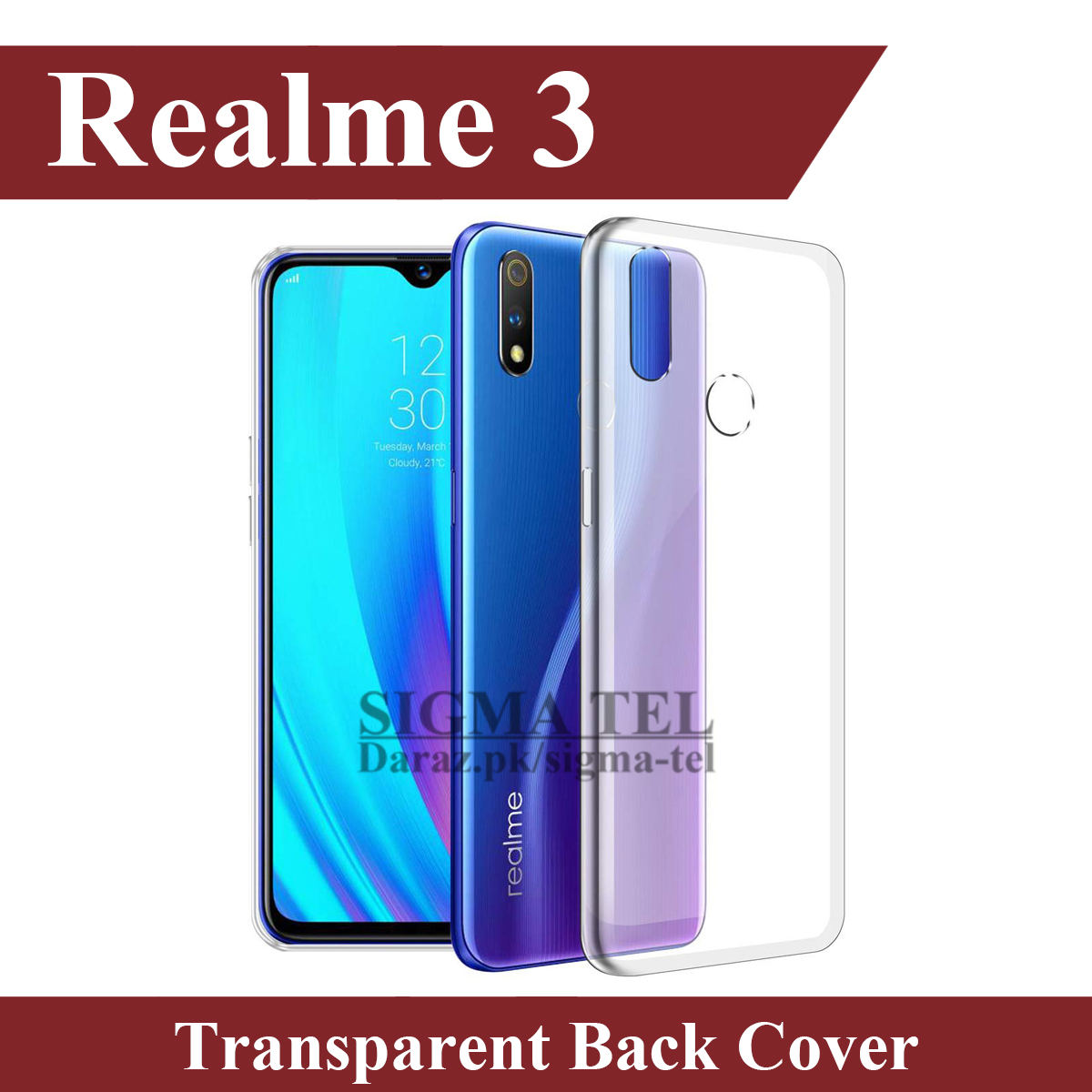 realme 3 transparent back cover