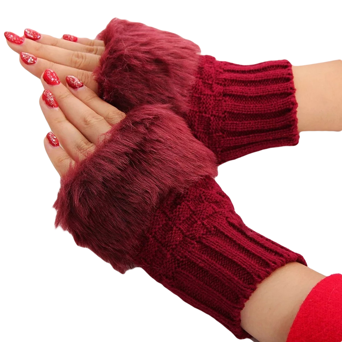 Women Girls Winter Wool Knit Gloves Warm Fingerless Gloves Mitten Crochet Thumbhole Arm Wrist Ultra Soft, Stretchy, Comfortable and Warm Gloves, 1 Pair Hand Warmer Gloves Winter Accessories For Ladies