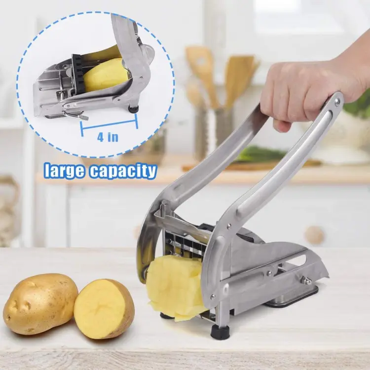 Stainless Steel 2-Blade French Fry Potato Cutter, No-Slip Suction Base,  Perfect for use with Air Fryer 