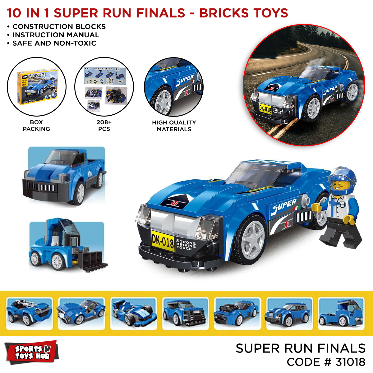 Decool 10 in 1 Architect Super Racing Speedster Building Blocks Technique Bricks & Engineering Toy Super Sports Cars Technic Compatible Lego_ Toys Early Educational 208+ Pcs DIY Brick Truck Crane Lifter Cars Model Play Build Skill Set For Kids Code: 31018