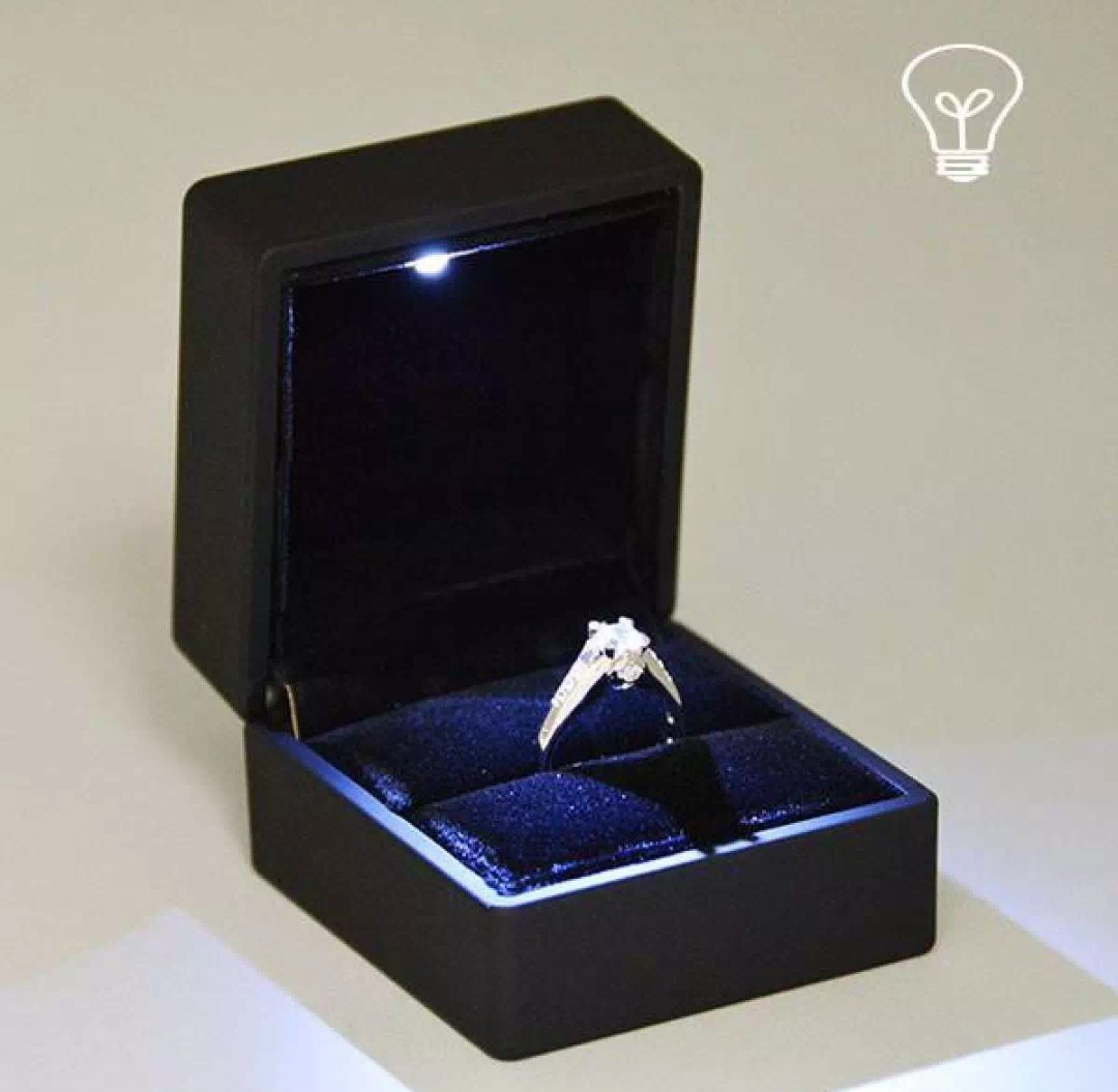 Black Engagment Ring Box With LED Light